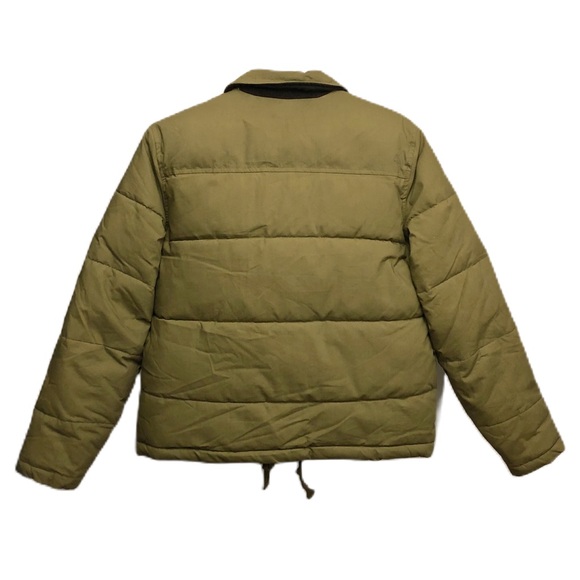 Alex Mill Womens Quilted Cropped Puffer Jacket Corduroy Barn Coat Cotton Green S - Picture 4 of 9